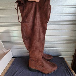 Chocolate Brown Over The Knee Suede Boots